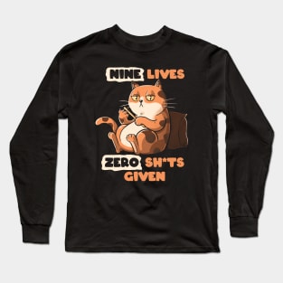 Nine Lives Zero Sh*ts Given Cat by Tobe Fonseca Long Sleeve T-Shirt